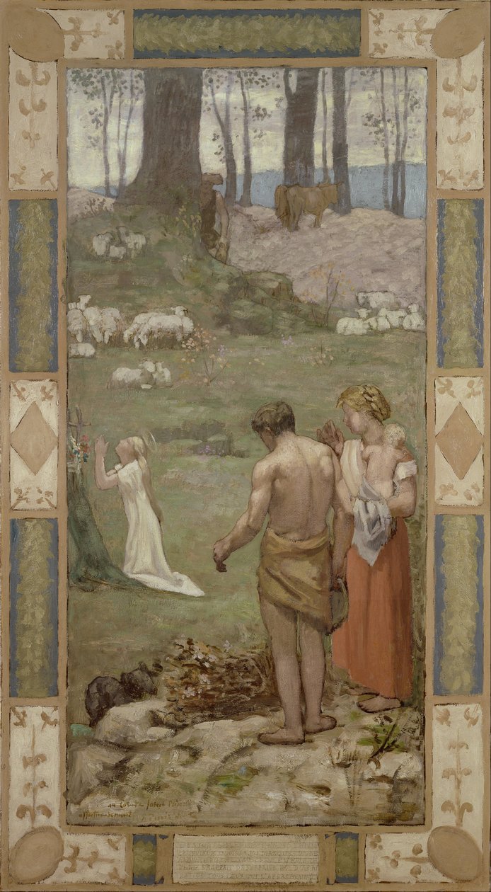 Pyhä Genevieve lapsena rukouksessa tekijältä Pierre Puvis de Chavannes