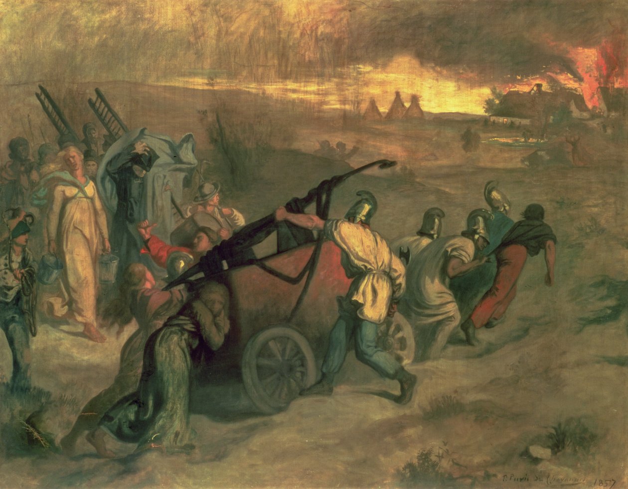 Kylän palomiehet, 1857 tekijältä Pierre Puvis de Chavannes