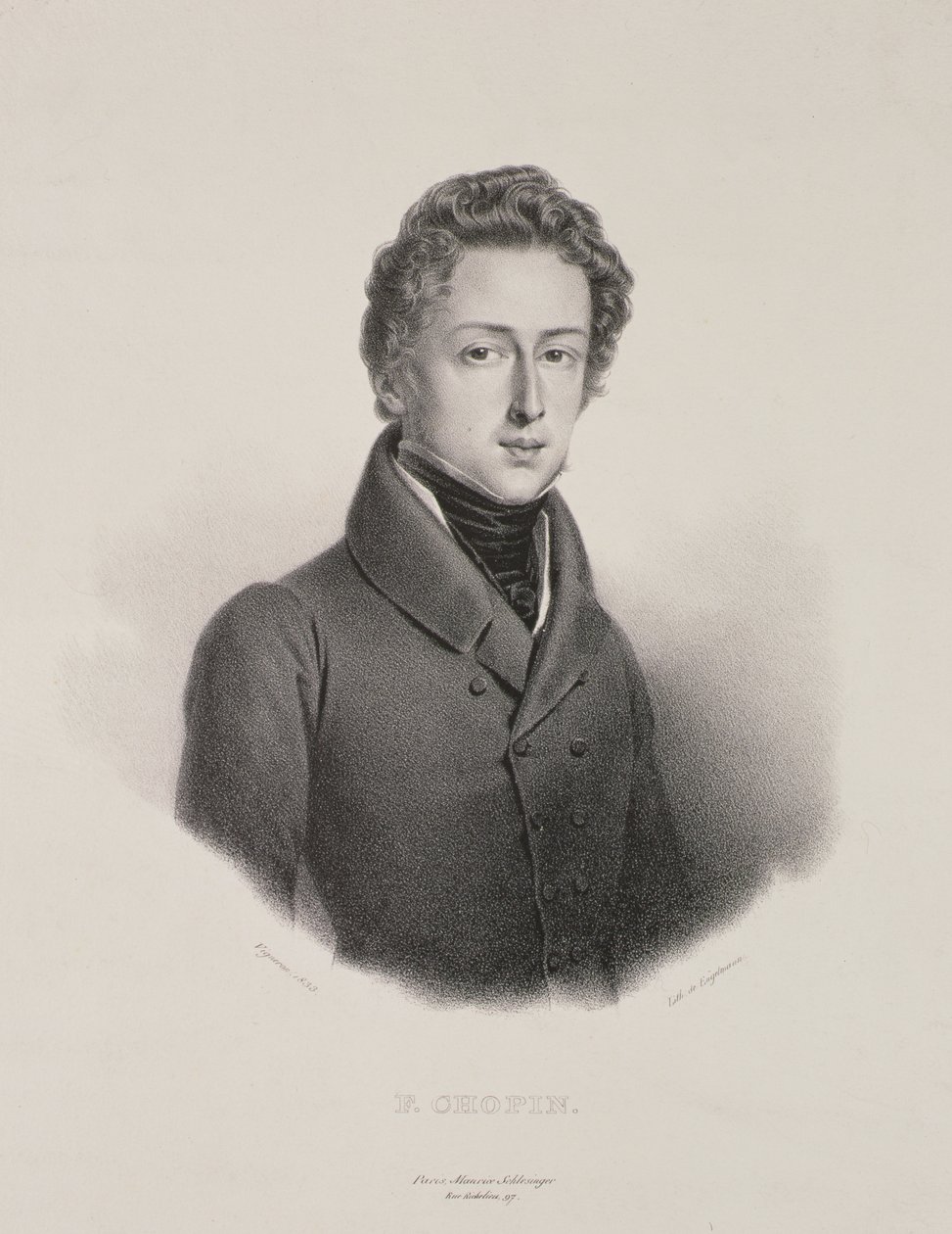 Frederic Chopin (1810-49), kaiverrus Gottfried Engelmann (1788-1839) 1833 tekijältä Pierre Roch Vigneron