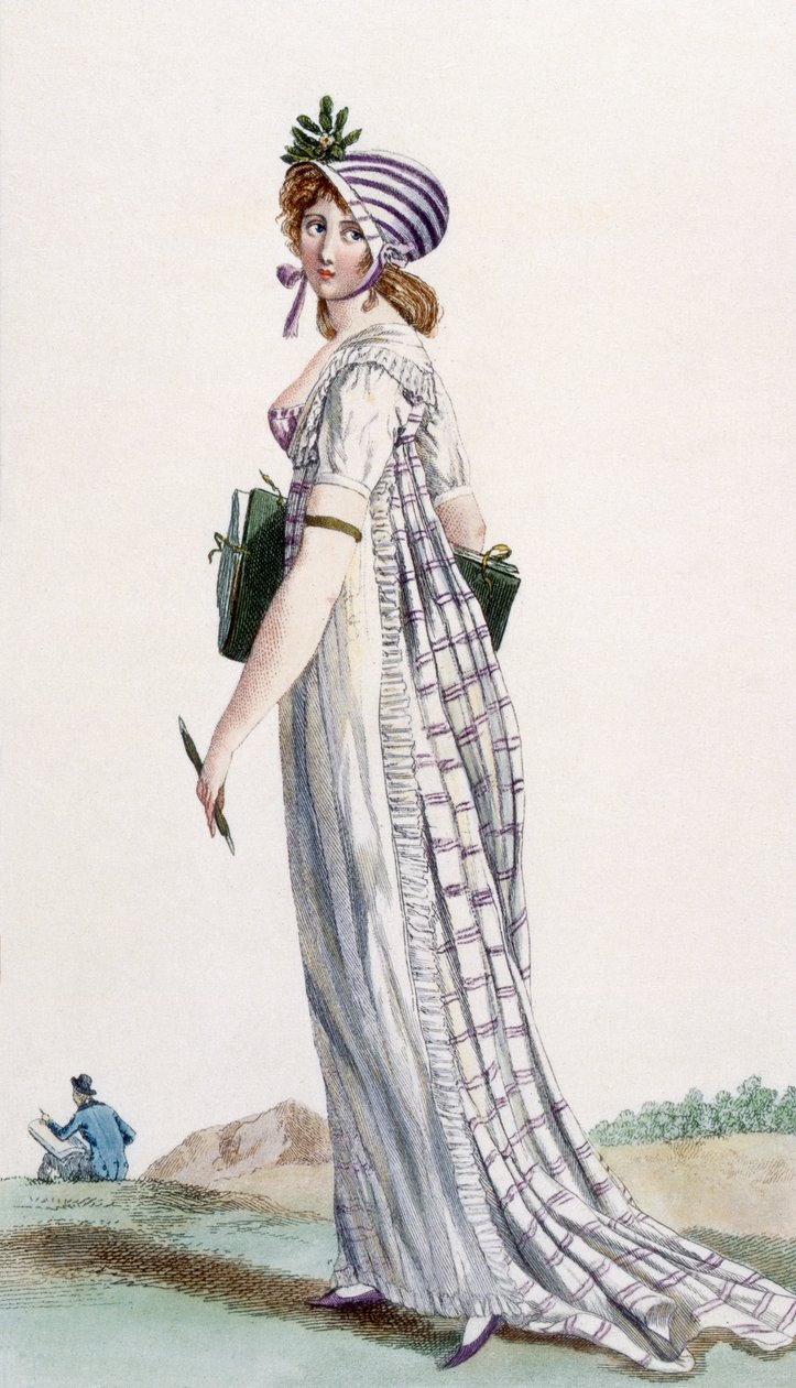 Naisten kävelymekko, kuvitus julkaisusta "Journal des Dames et des Modes", 1800 tekijältä Pierre de La Mesangere