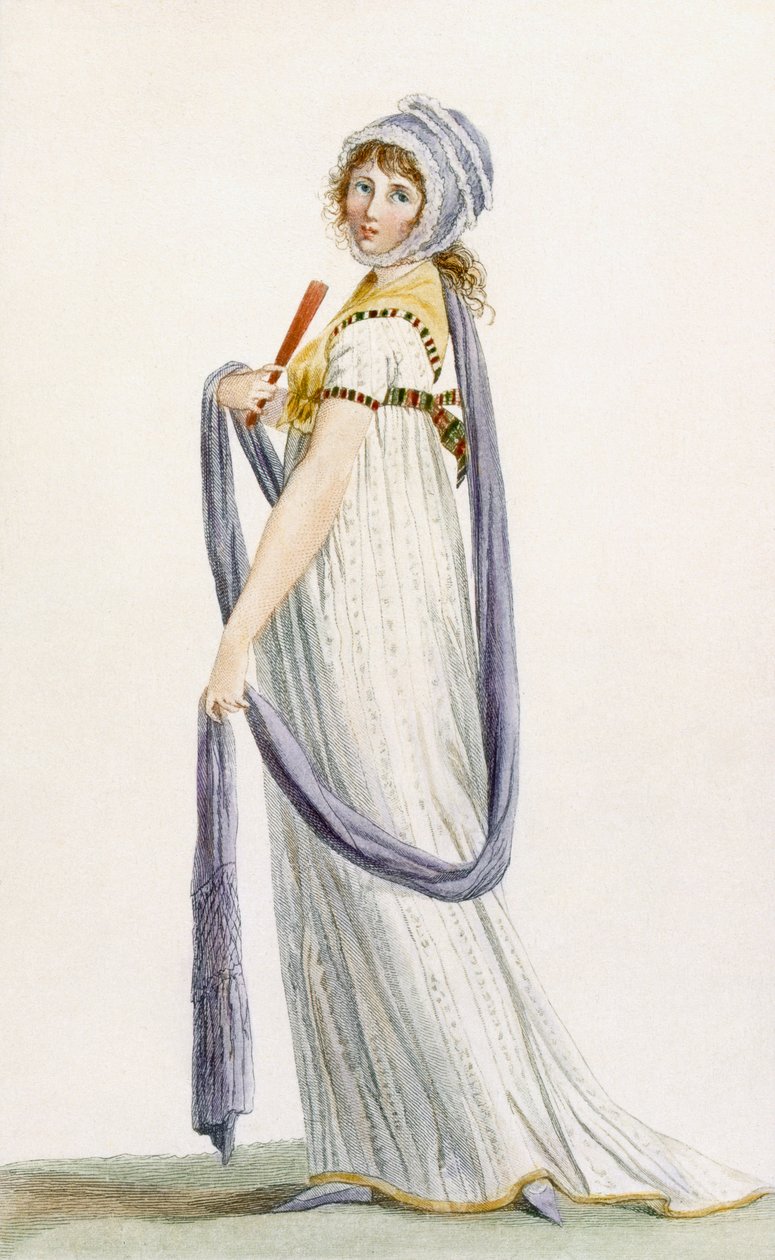 "Toilette Demi-Habillee", kuvitus "Journal des Dames et des Modes", 1799 tekijältä Pierre de La Mesangere
