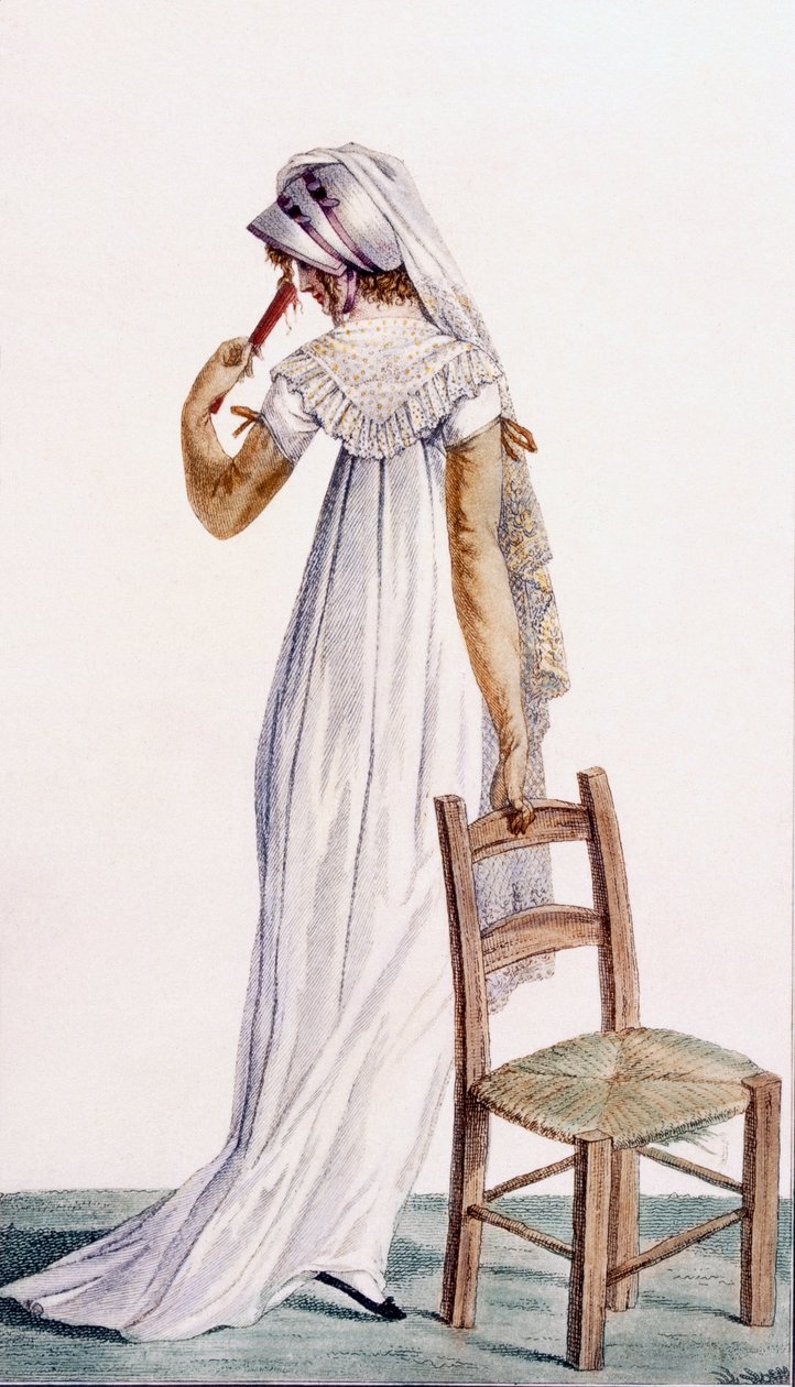 Kävelymekko, kuvitus julkaisusta "Journal des Dames et des Modes", 1800 tekijältä Pierre de La Mesangere