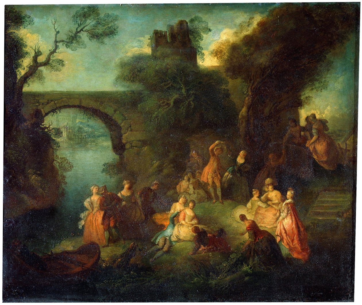 Tanssi joella, n. 1720-1730. tekijältä Pierre Antoine Quillard