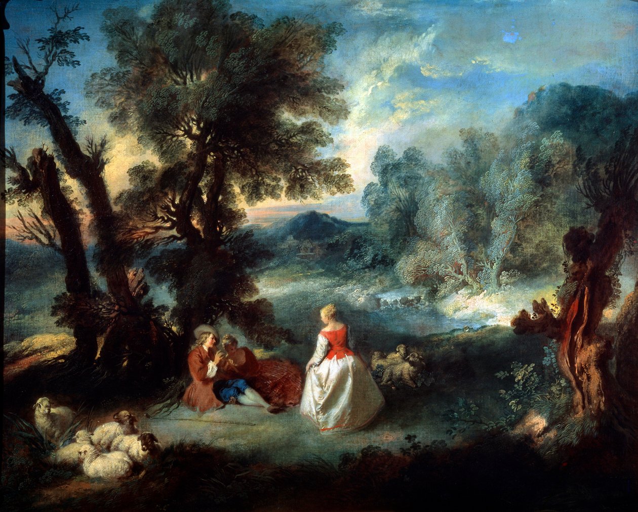 Pastoraalinen kohtaus, 1730-luku. tekijältä Pierre Antoine Quillard