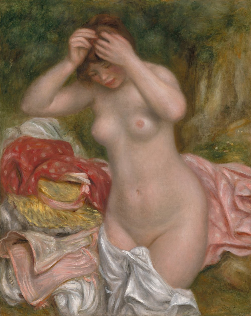 Kylpylä järjestää hiuksiaan, 1893. tekijältä Pierre Auguste Renoir