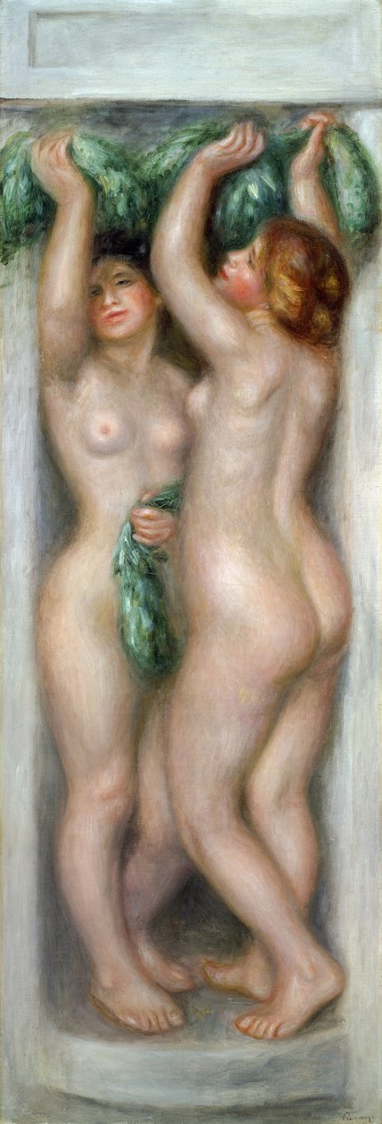 Karyatidit, n. 1910 (öljy paneelille) tekijältä Pierre Auguste Renoir