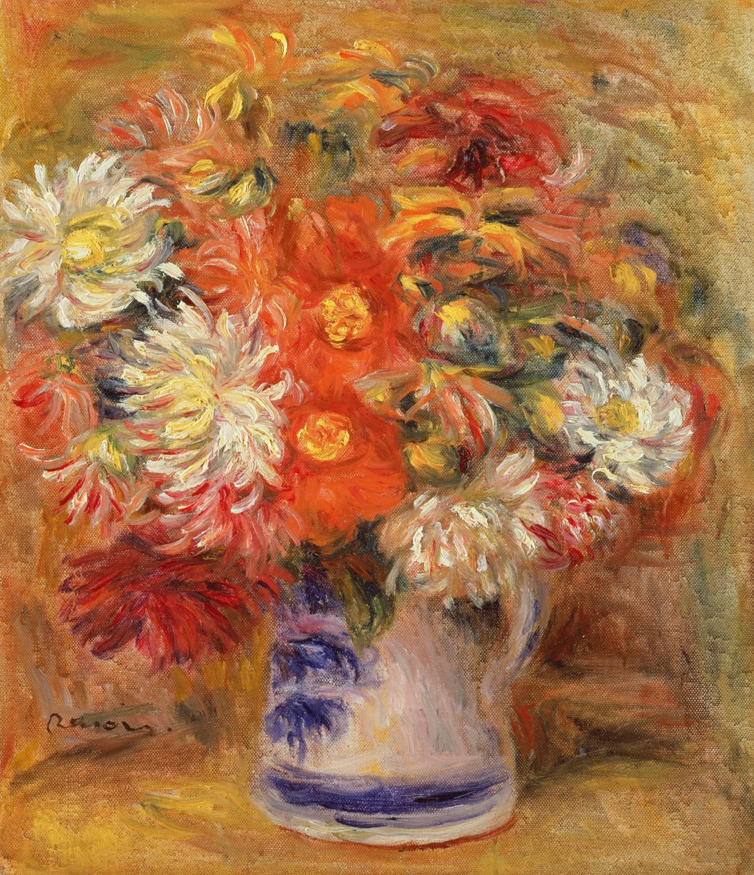 Krysanteemit maljakossa, n. 1919 tekijältä Pierre Auguste Renoir