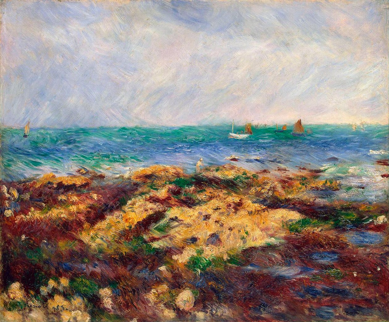 Laskuvesi Yportissa, 1883. tekijältä Pierre Auguste Renoir