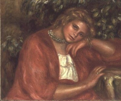 Mietteliäs nuori nainen tekijältä Pierre Auguste Renoir