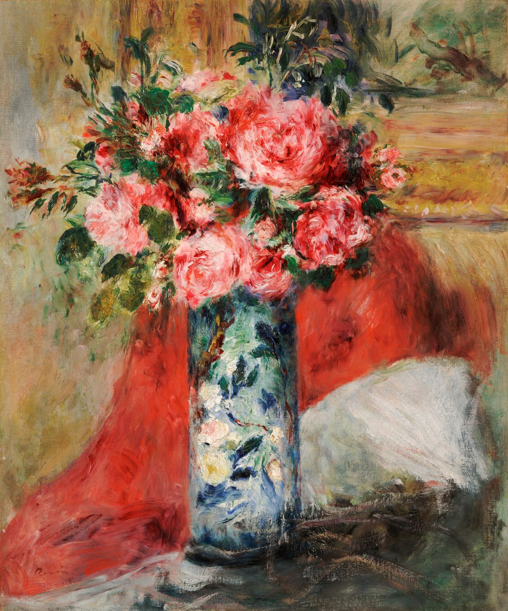 Ruusut ja pionit maljakossa tekijältä Pierre Auguste Renoir
