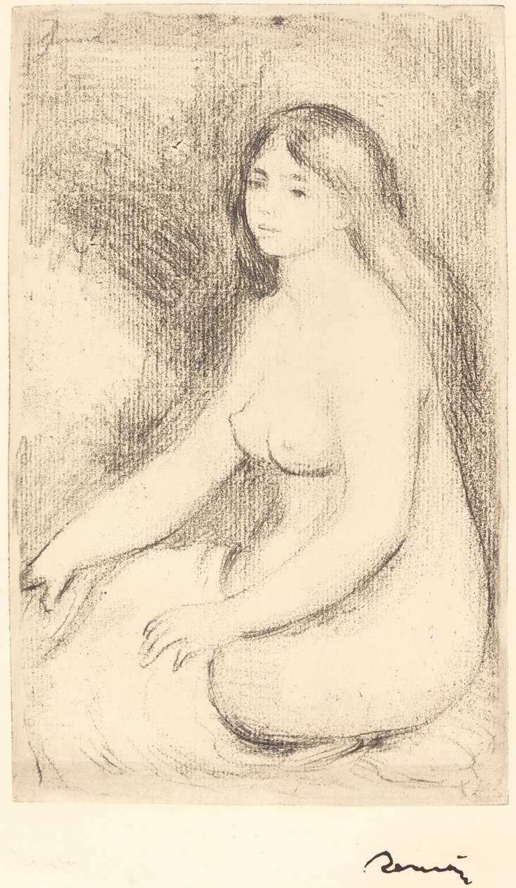 Istuva kylpijä Baigneuse assise, n. 1905. tekijältä Pierre Auguste Renoir