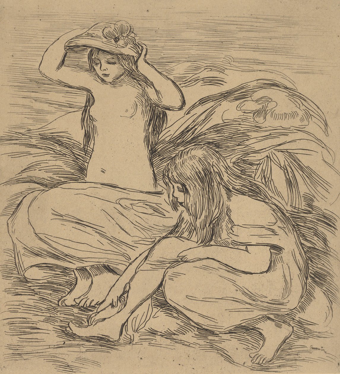 Two Bathers The Two Bathers, 1895. tekijältä Pierre Auguste Renoir