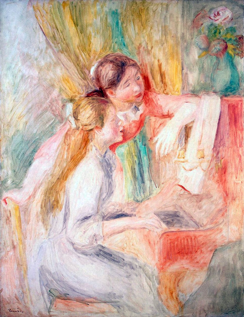 Nuoret tytöt pianon ääressä, 1892. tekijältä Pierre Auguste Renoir