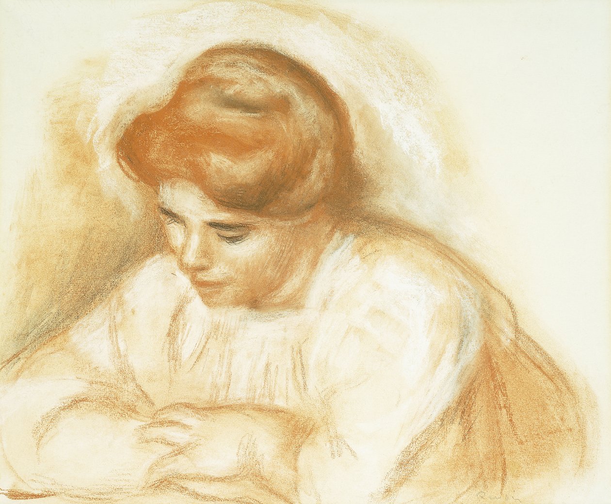 Nuori nainen nojaa; Nuori nainen nojaten, tekijältä Pierre Auguste Renoir