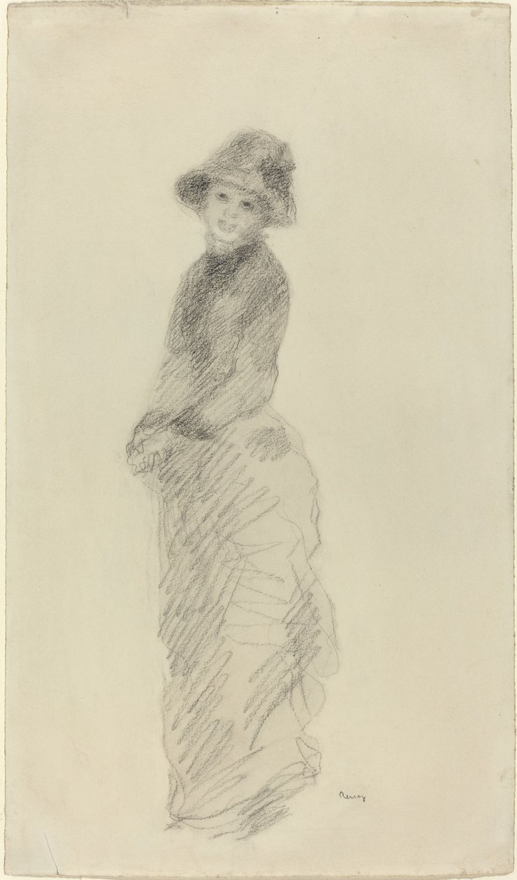 Nuori nainen seisomassa, n. 1880. tekijältä Pierre Auguste Renoir
