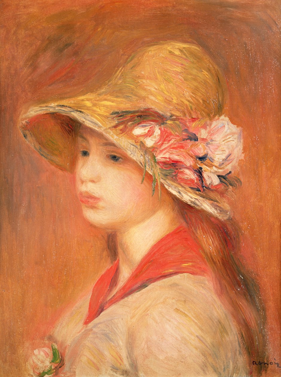 Nuori nainen hatussa tekijältä Pierre Auguste Renoir