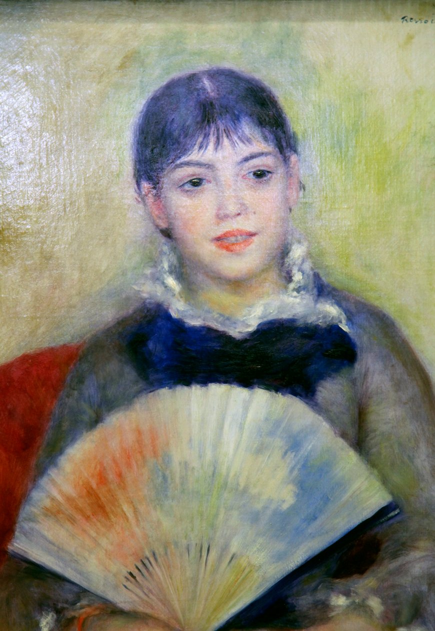 Nuori nainen tuulettimella, 1880 tekijältä Pierre Auguste Renoir