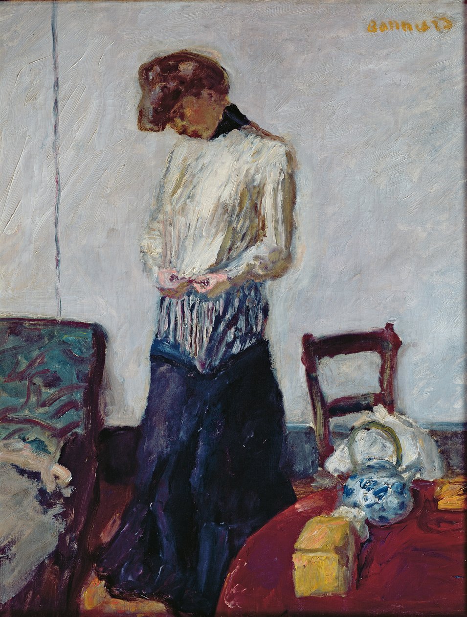 Nainen riisuutumassa tekijältä Pierre Bonnard