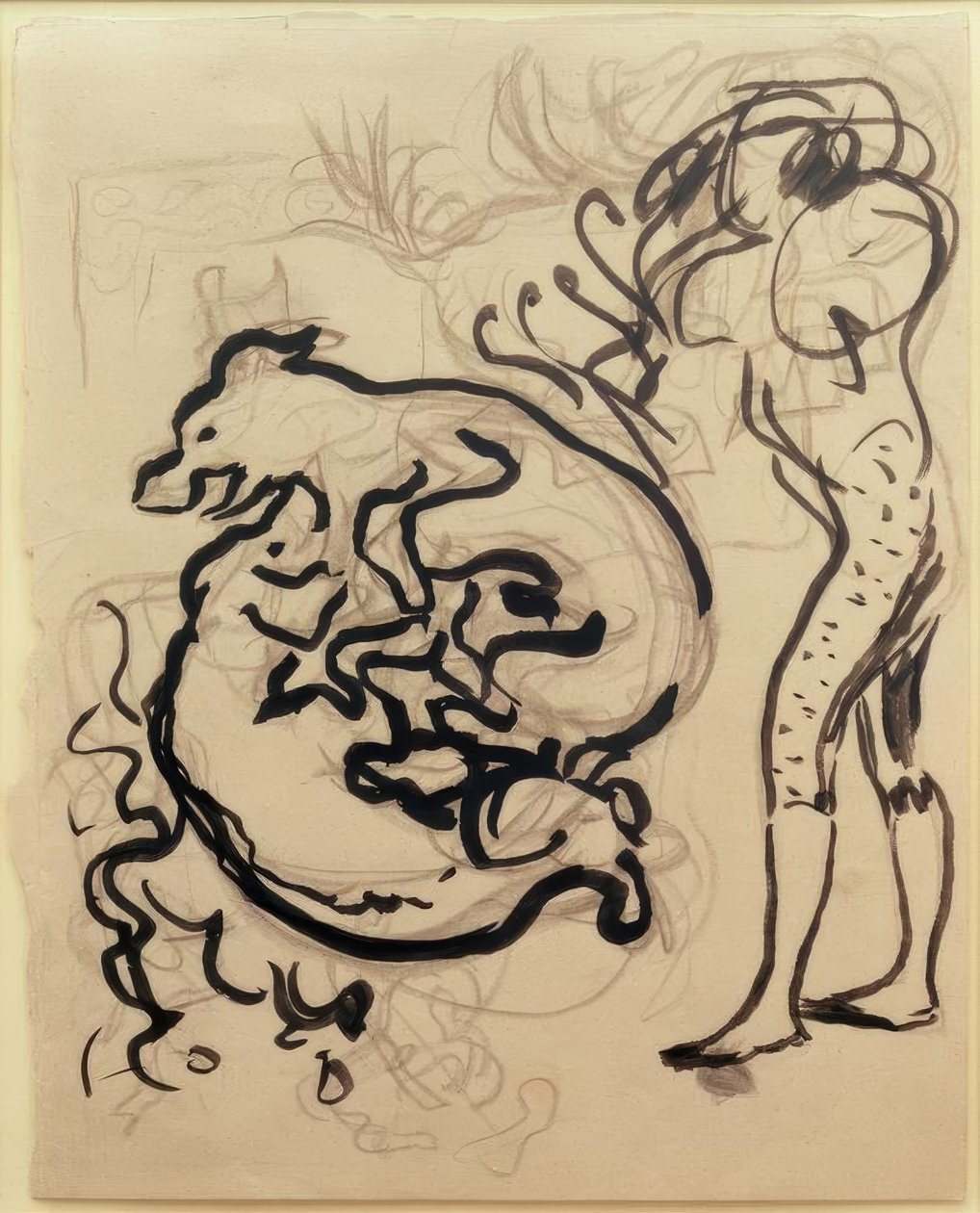 Chiens jouant et une -hahmo tekijältä Pierre Bonnard