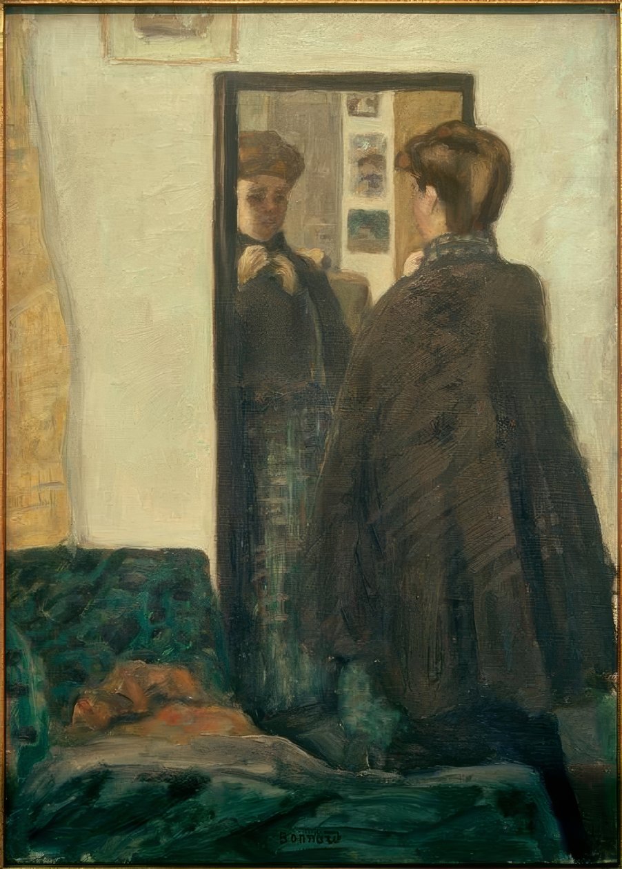 Nainen peilin edessä tekijältä Pierre Bonnard