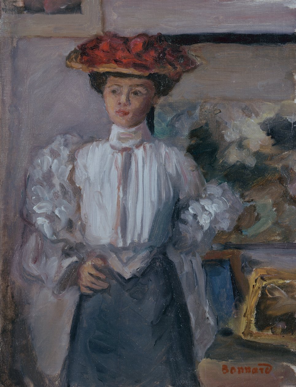 Tyttö hatulla (öljy kankaalle) tekijältä Pierre Bonnard