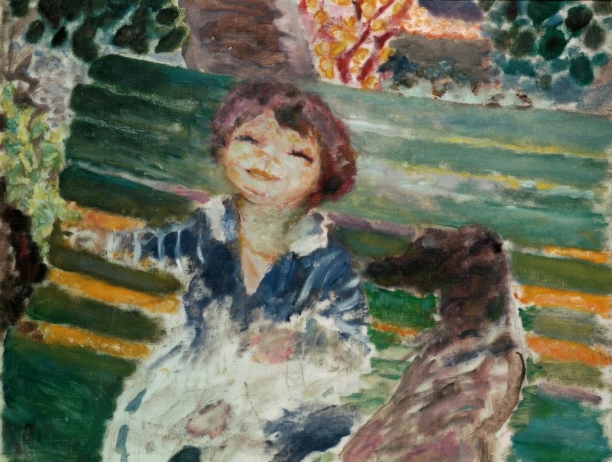Kleines Mädchen mit Hund tekijältä Pierre Bonnard