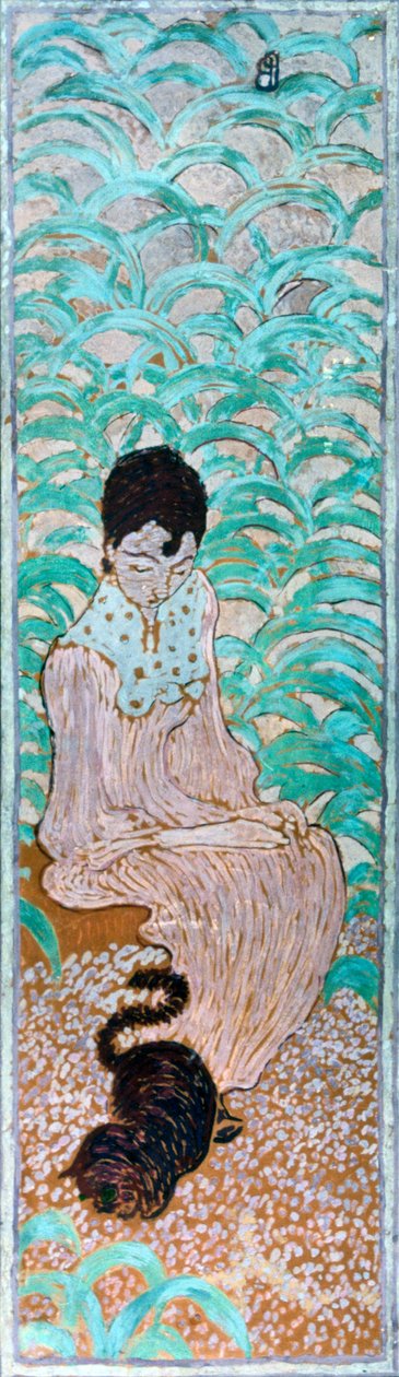 Istuva nainen kissan kanssa, 1891. tekijältä Pierre Bonnard