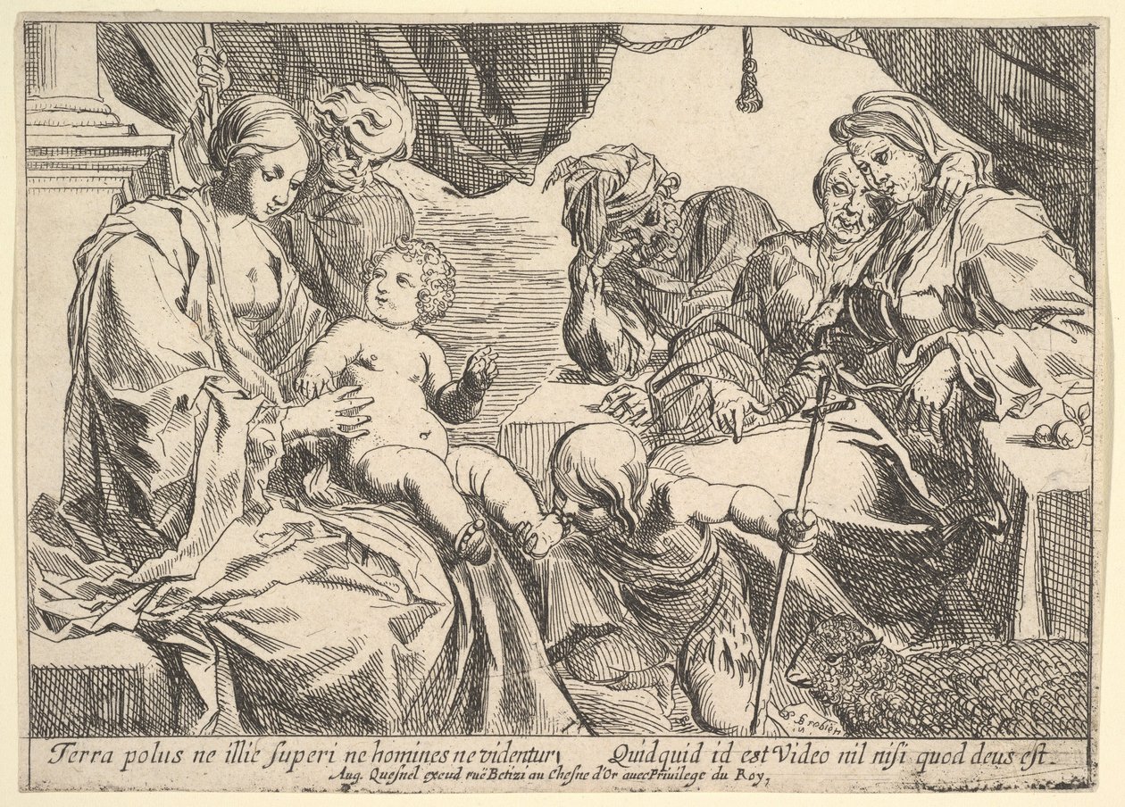 Pyhä perhe pyhien kanssa, 1610-42. tekijältä Pierre Brebiette