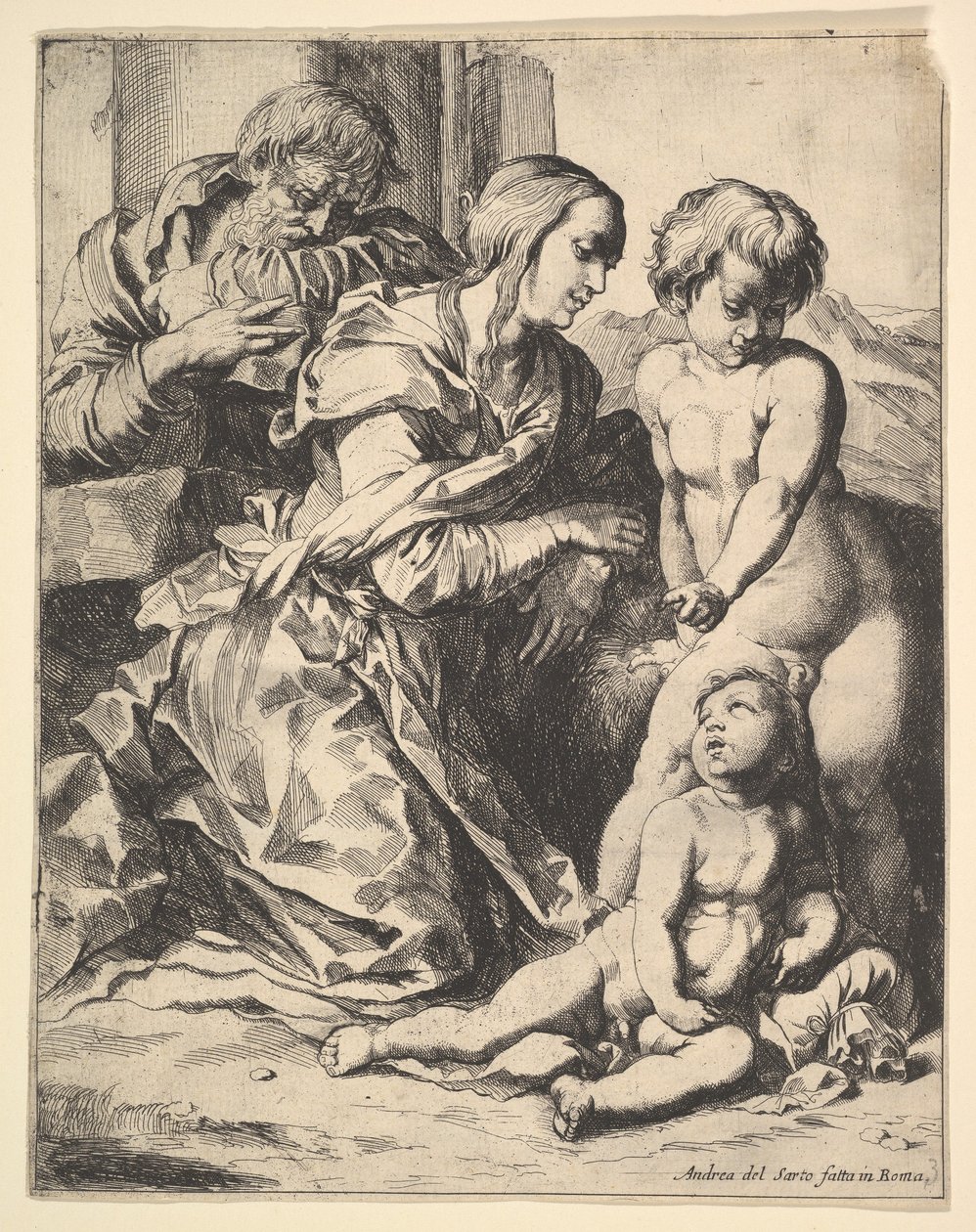 Neitsyt polvillaan Kristuksen edessä, 1610-42. tekijältä Pierre Brebiette
