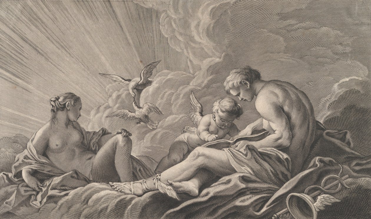 Merkuriuksen ohjeistama rakkaus, 1700-luku. tekijältä Pierre François Basan