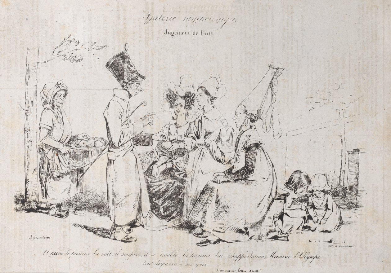 Mytologinen galleria: Pariisin tuomio, n. 1829-31. tekijältä Pierre Langlumé