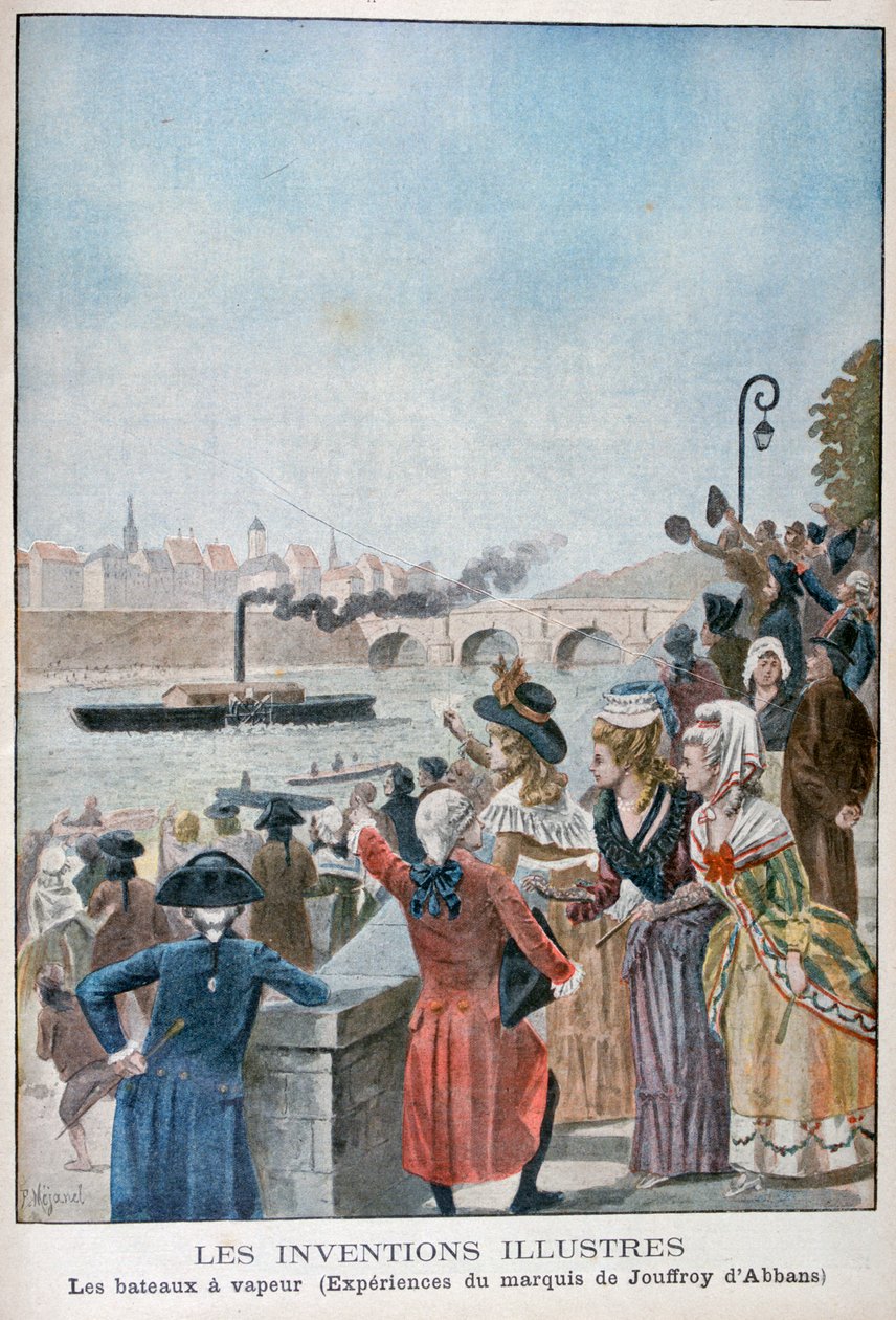 Höyrylaiva Pyroscaphe, 1783, 1900 tekijältä Pierre Mejanel