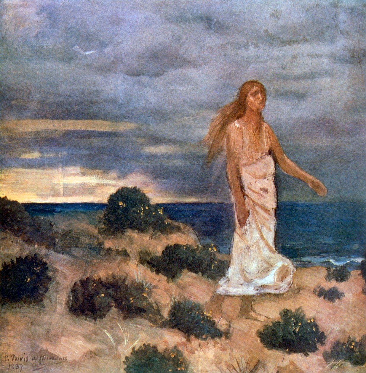 Nainen rannalla, 1887 tekijältä Pierre Puvis de Chavannes