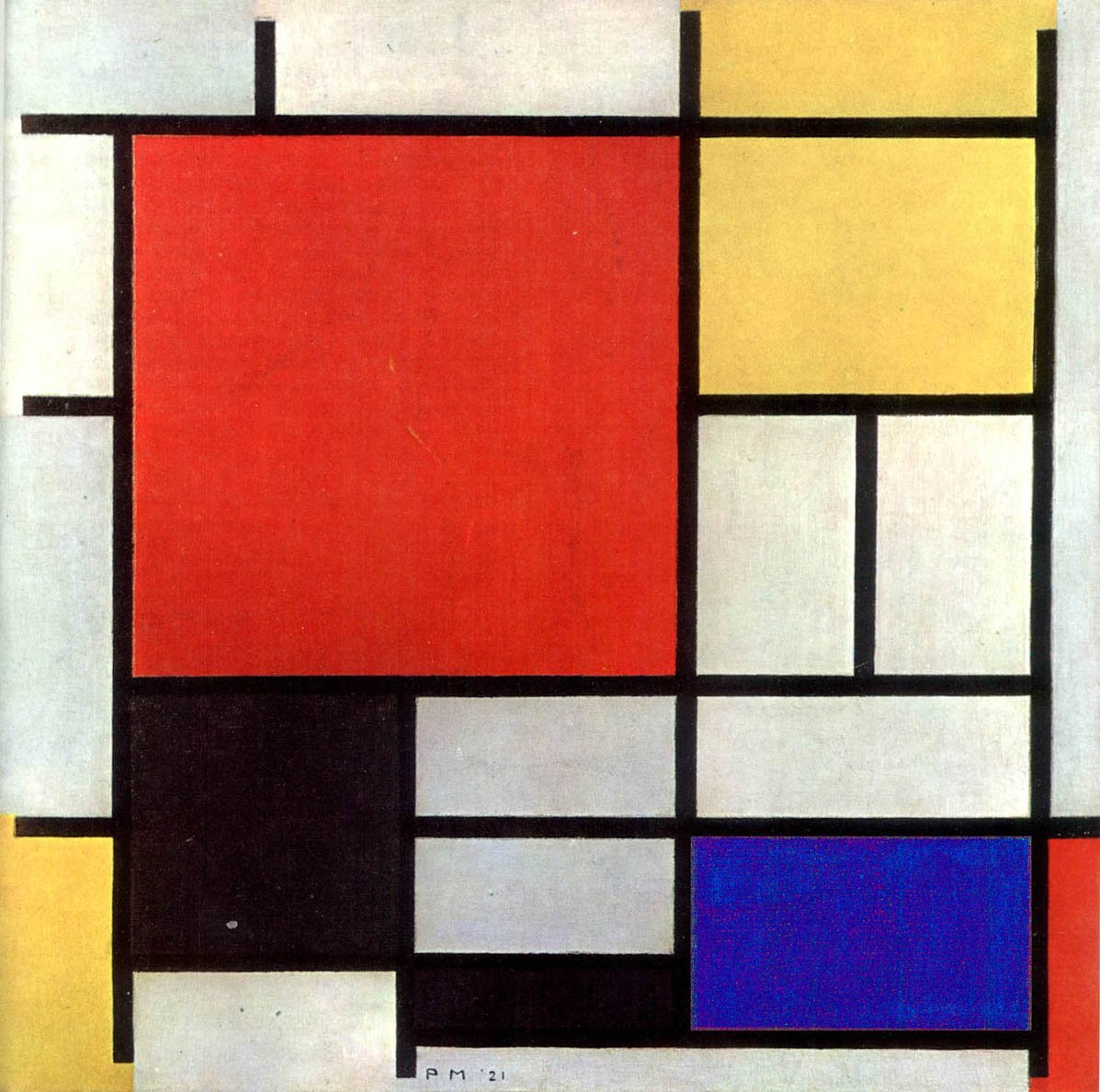 Sävellys en rouge, jaune, bleu et noir tekijältä Piet Mondrian