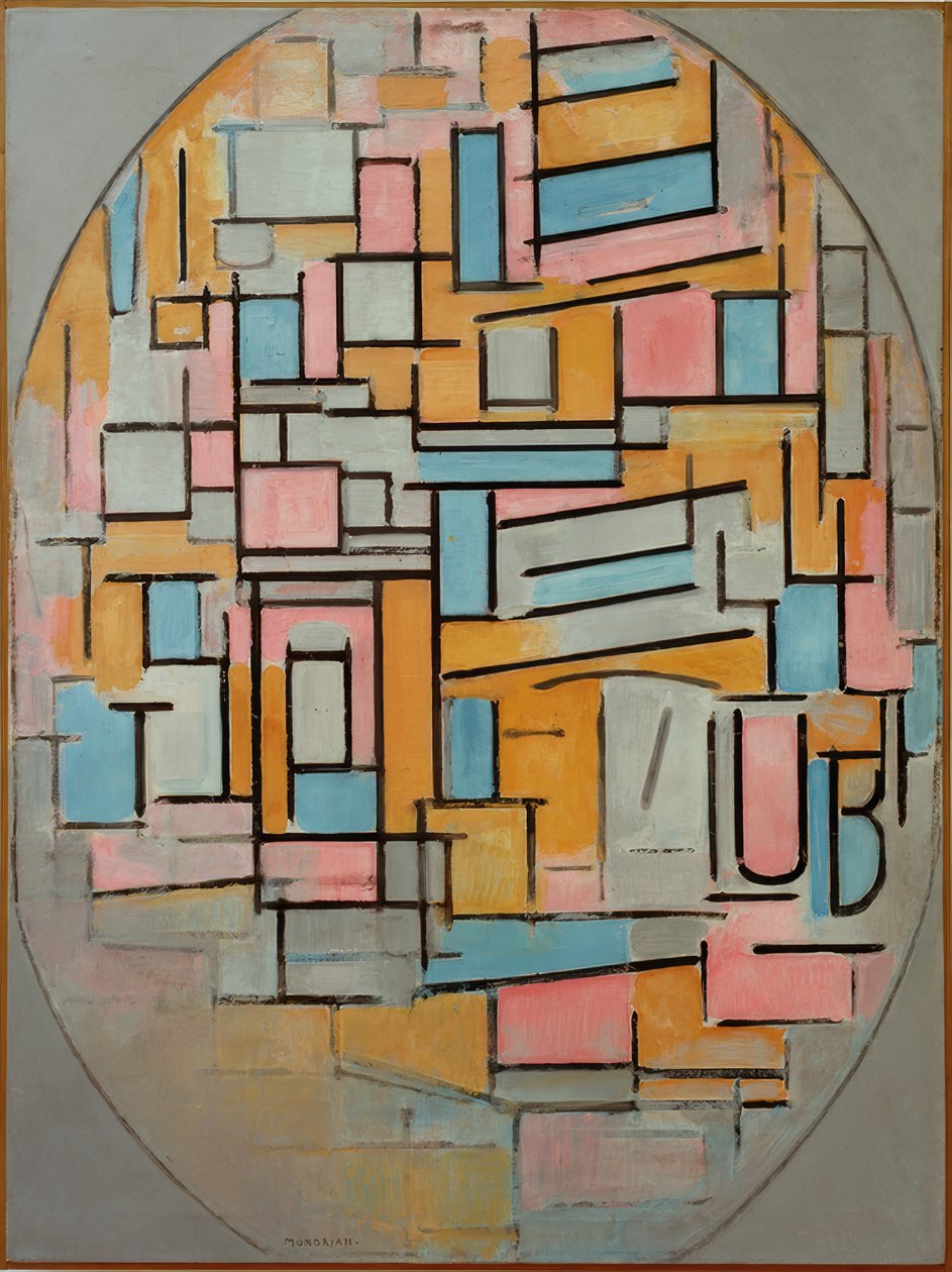 Koostumus Oval mit Farbflächen 2 tekijältä Piet Mondrian