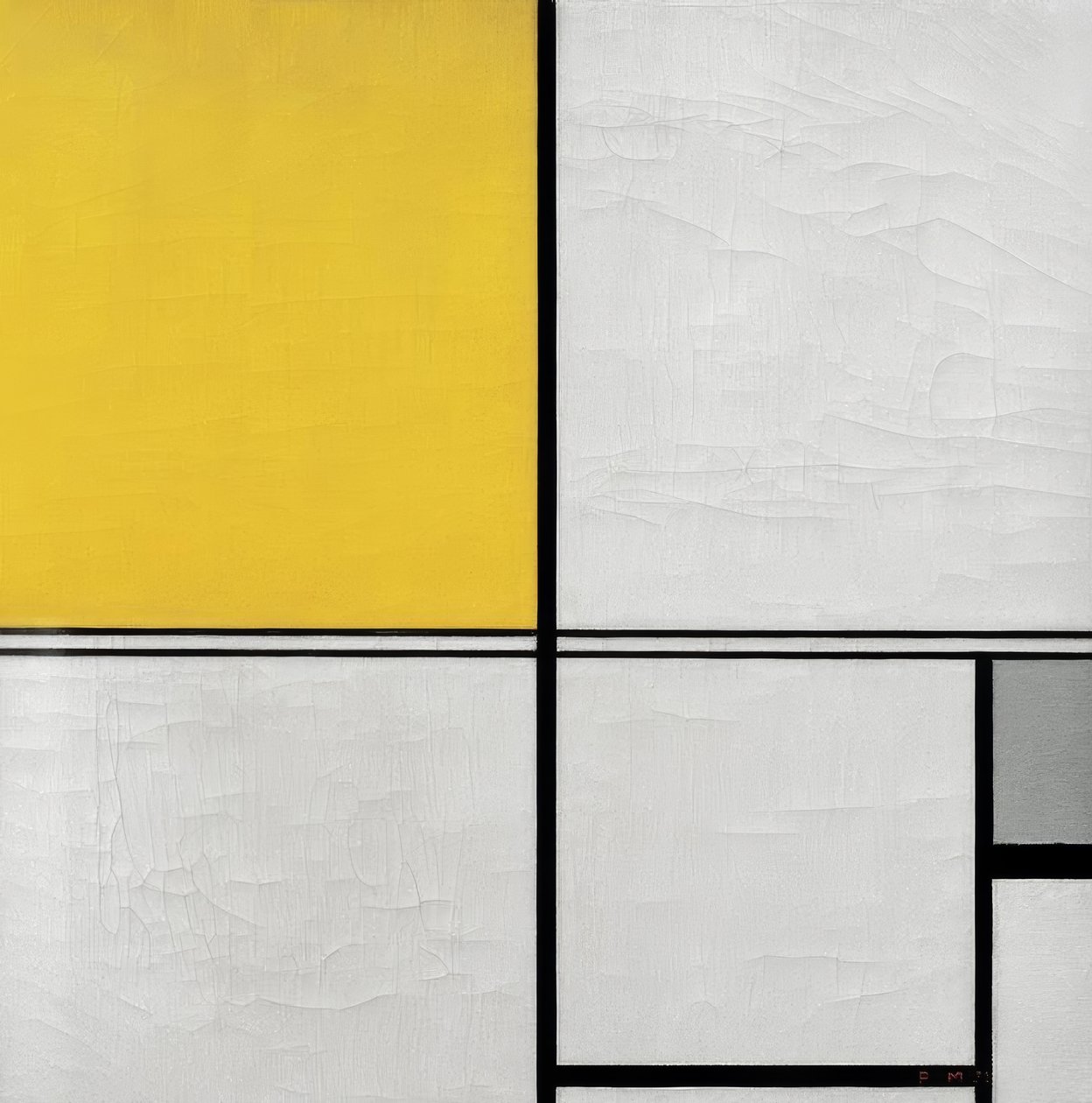 Koostumus Doppellinie und Gelb und Grau tekijältä Piet Mondrian