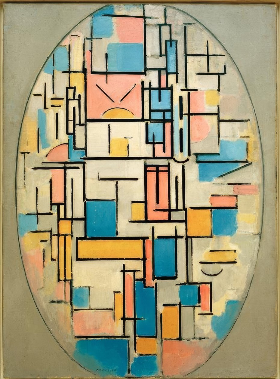 Kokoonpano soikealla värillä 1 tekijältä Piet Mondrian