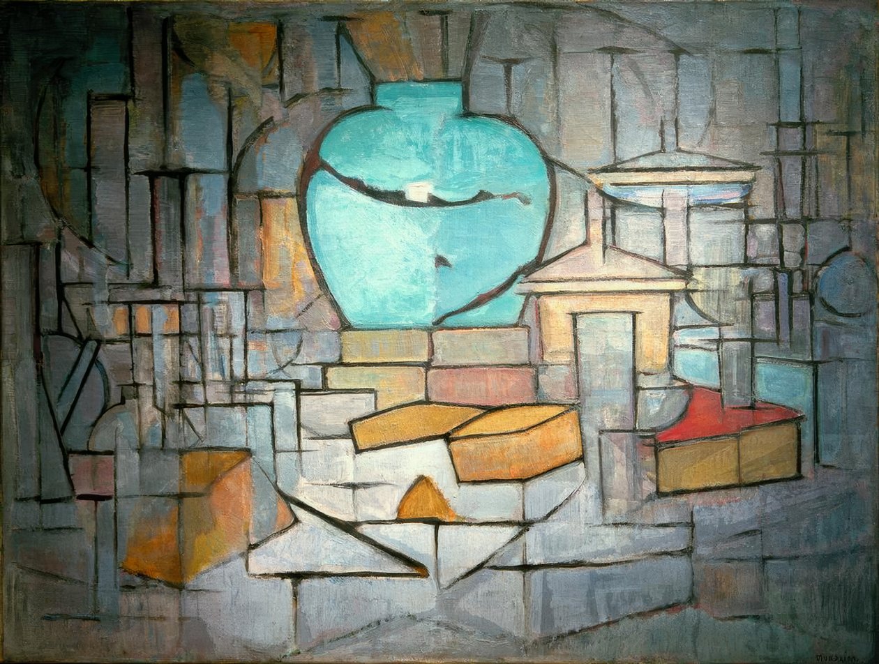Asetelma inkivääriruukun kanssa II tekijältä Piet Mondrian
