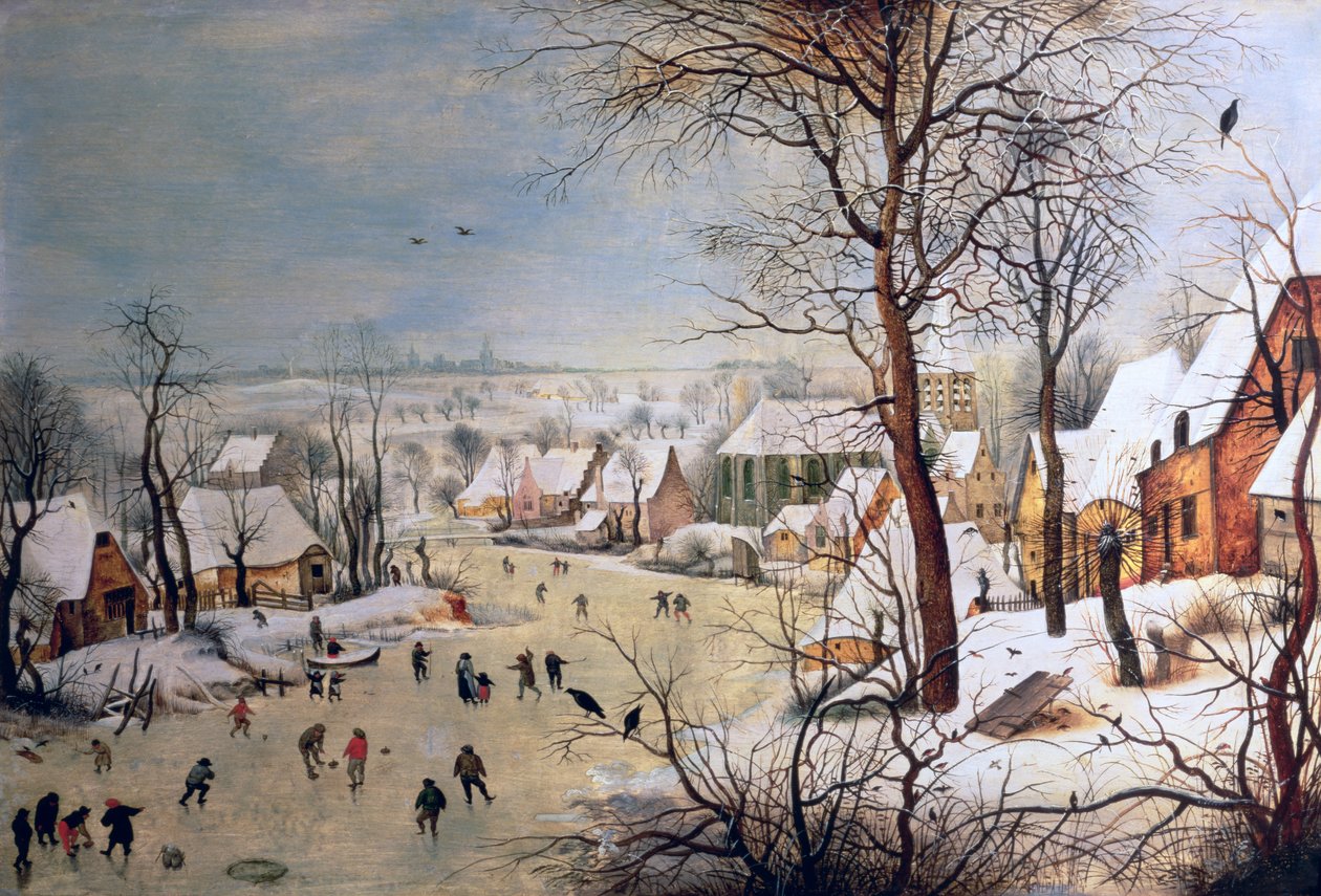 Talvimaisema lintuloukun kanssa, 1601 tekijältä Pieter Brueghel the Younger