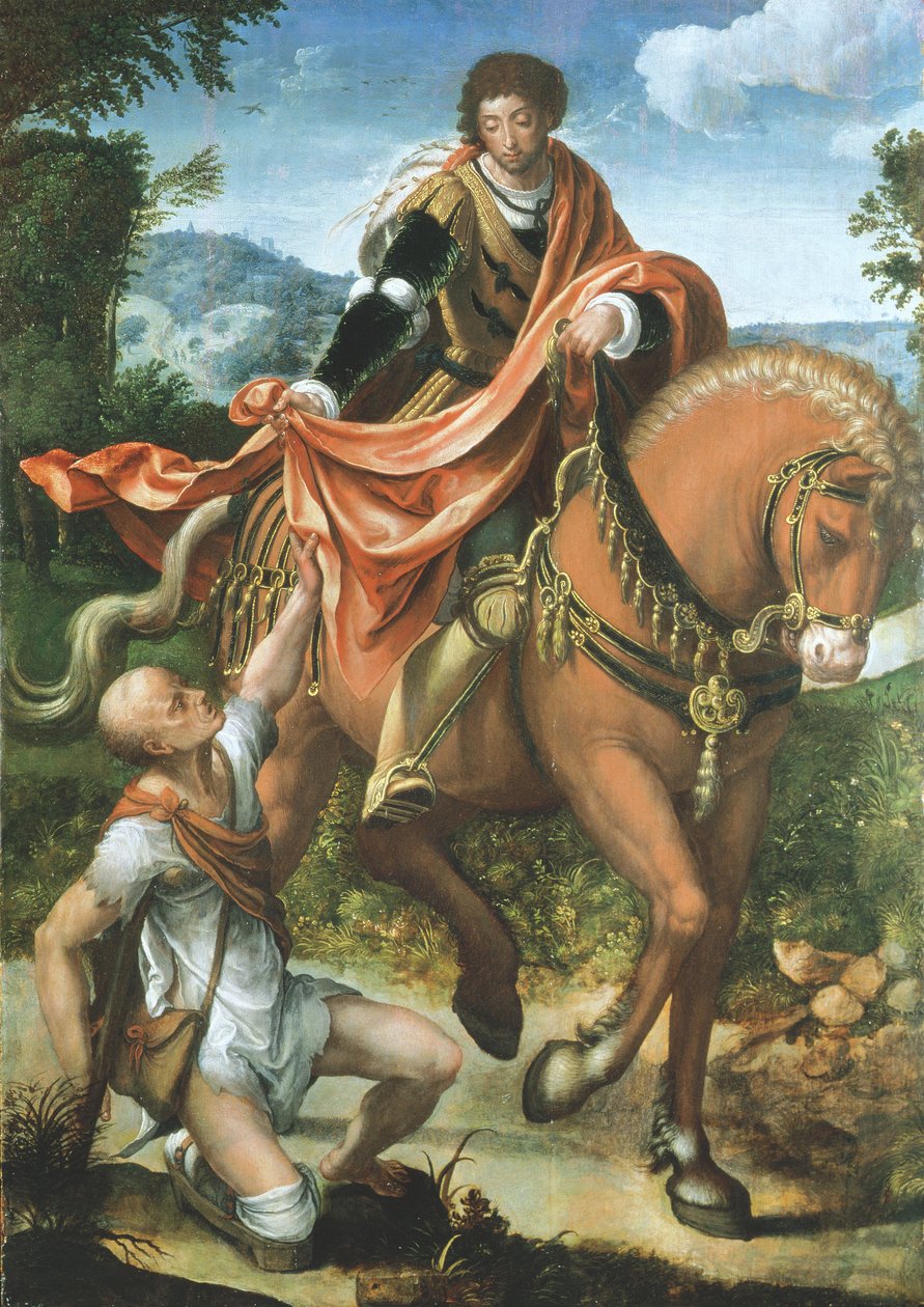 Pyhä Martin jakamassa viittaansa tekijältä Pieter Coecke van Aelst