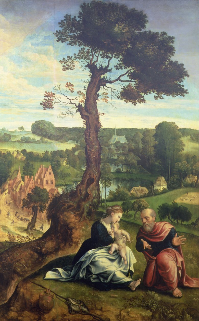 The Rest on the Flight to Egypt, n.1534-40 (paneeli) tekijältä Pieter Coecke van Aelst