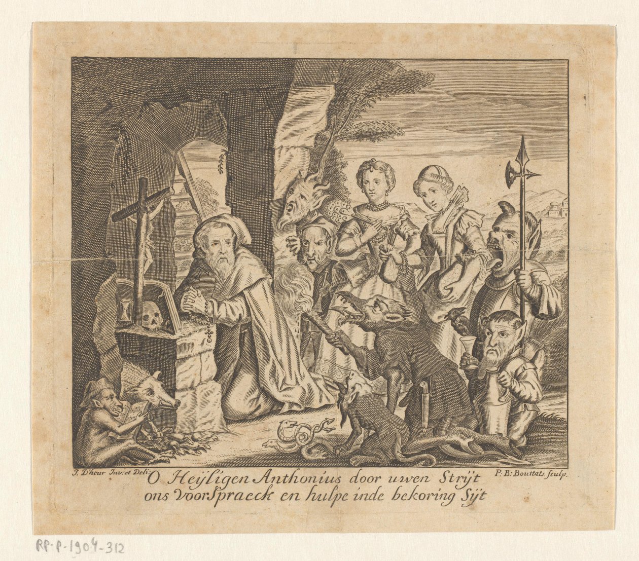 Pyhän Antoniuksen kiusaus tekijältä Pieter Balthasar Bouttats