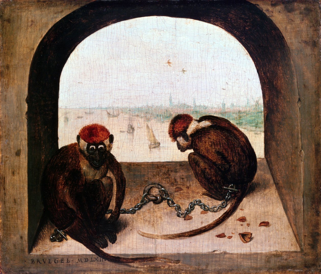 Kaksi apinaa, 1562 tekijältä Pieter Bruegel the Elder