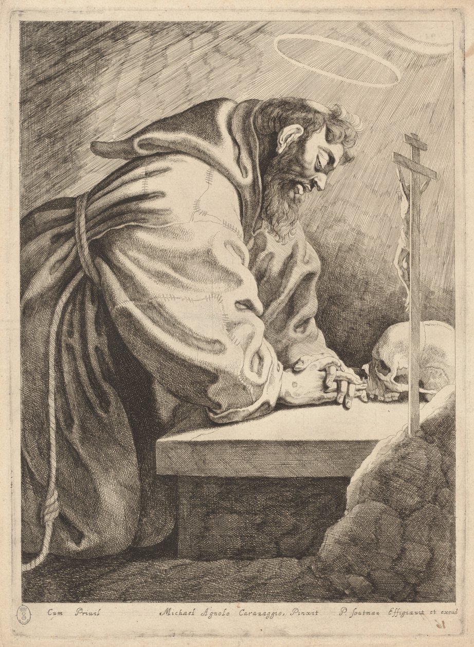 Pyhä Franciscus tekijältä Pieter Claesz Soutman after Francesco Bassano II