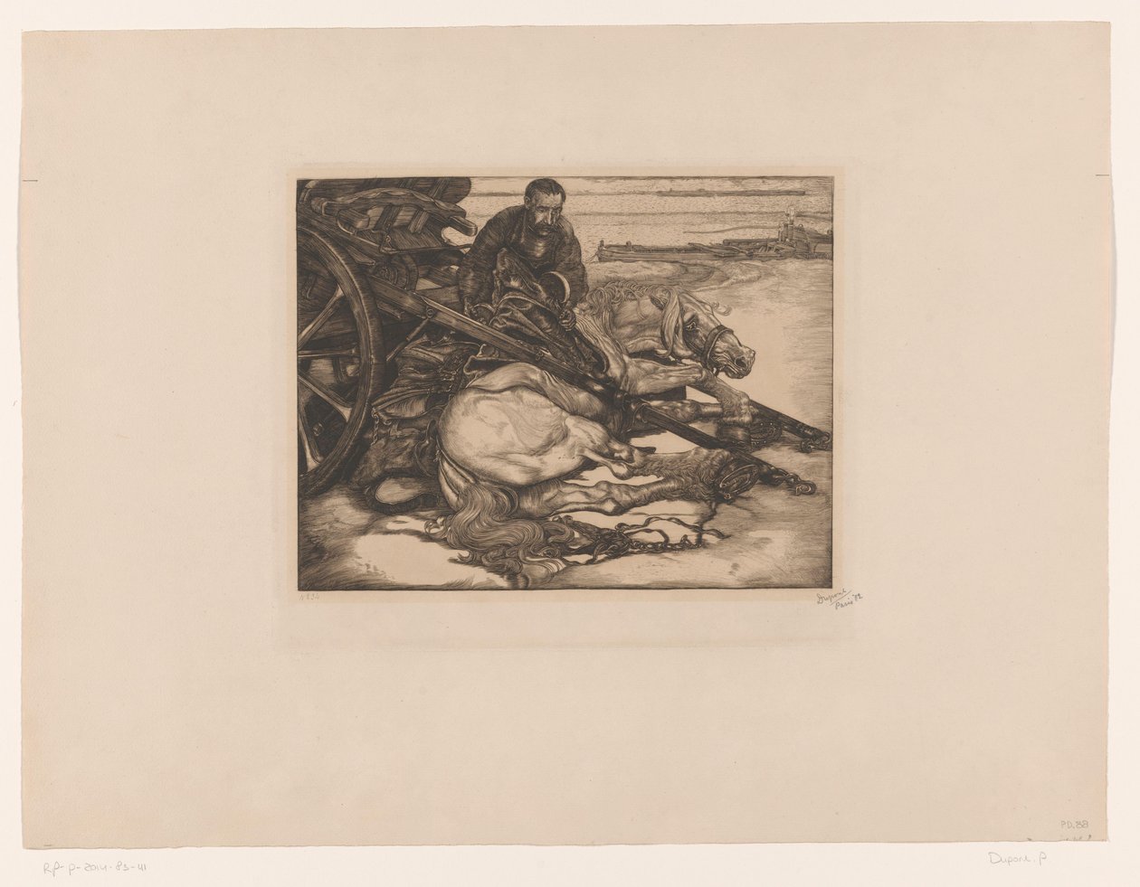 Haavoittunut vetohevonen tekijältä Pieter Dupont (signed by artist)