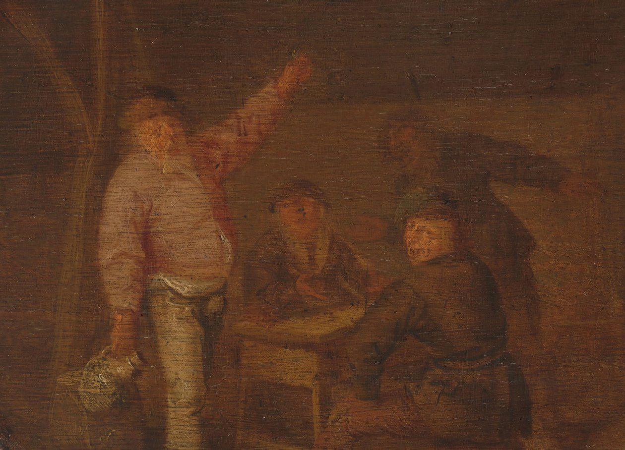 Talonpojat juomassa navetassa tekijältä Pieter Hermansz. Verelst