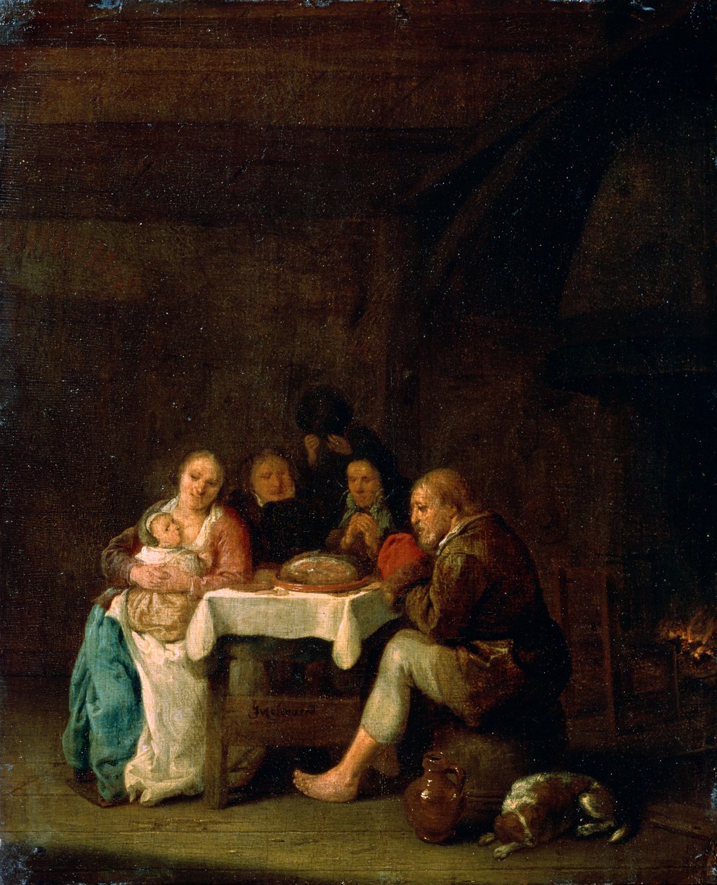 Rukous ennen illallista, 1600-luku. tekijältä Pieter Meulener