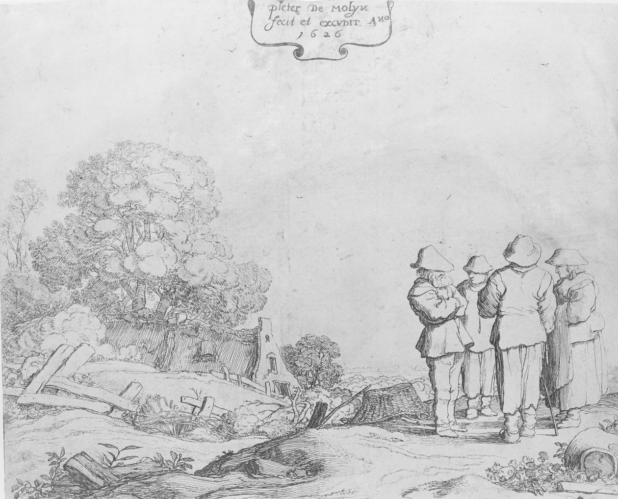 Tres pagesos i una dona, 1626. finlandès tekijältä Pieter Molijn