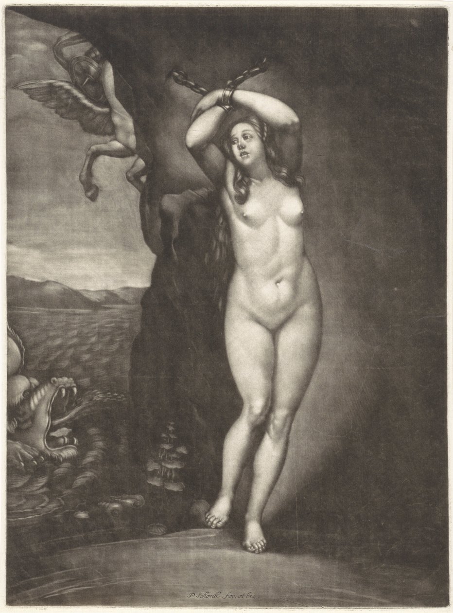 Andromeda kahlittuina kallioon tekijältä Pieter Schenk (I)
