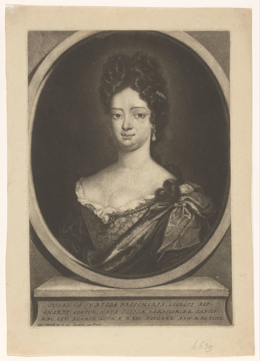 Portret van Susanna Sibylla Reichardt tekijältä Pieter Schenk (I)